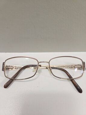 2 For $10 Sophia Loren M225 Eyeglasses Brown Gold Metal Full Rim Frame 52-16-135